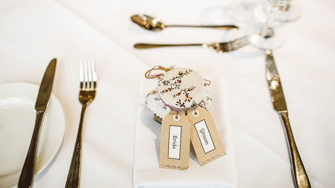 A wedding table place setting
