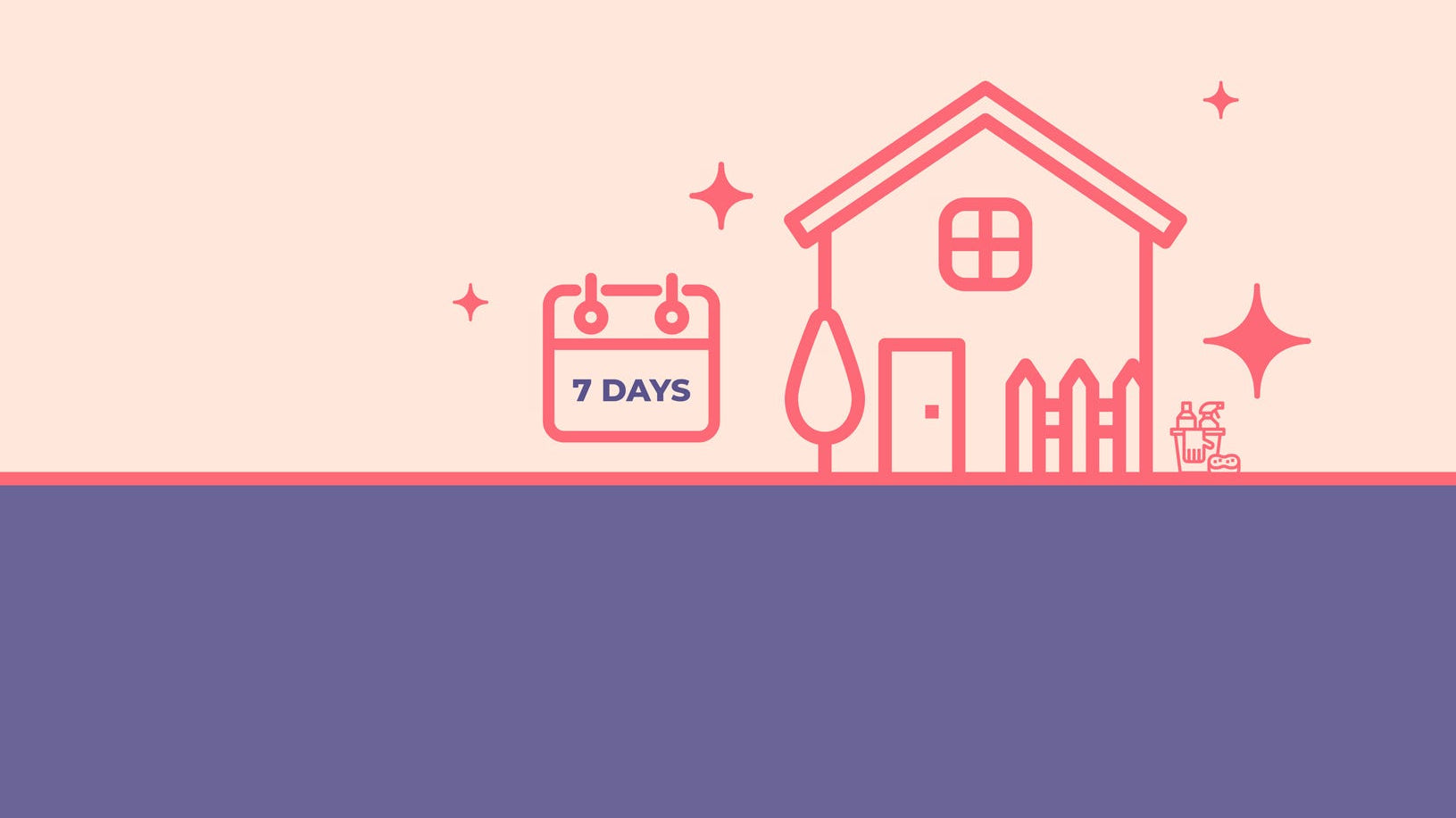 A drawing of a house with a 7 day calendar.