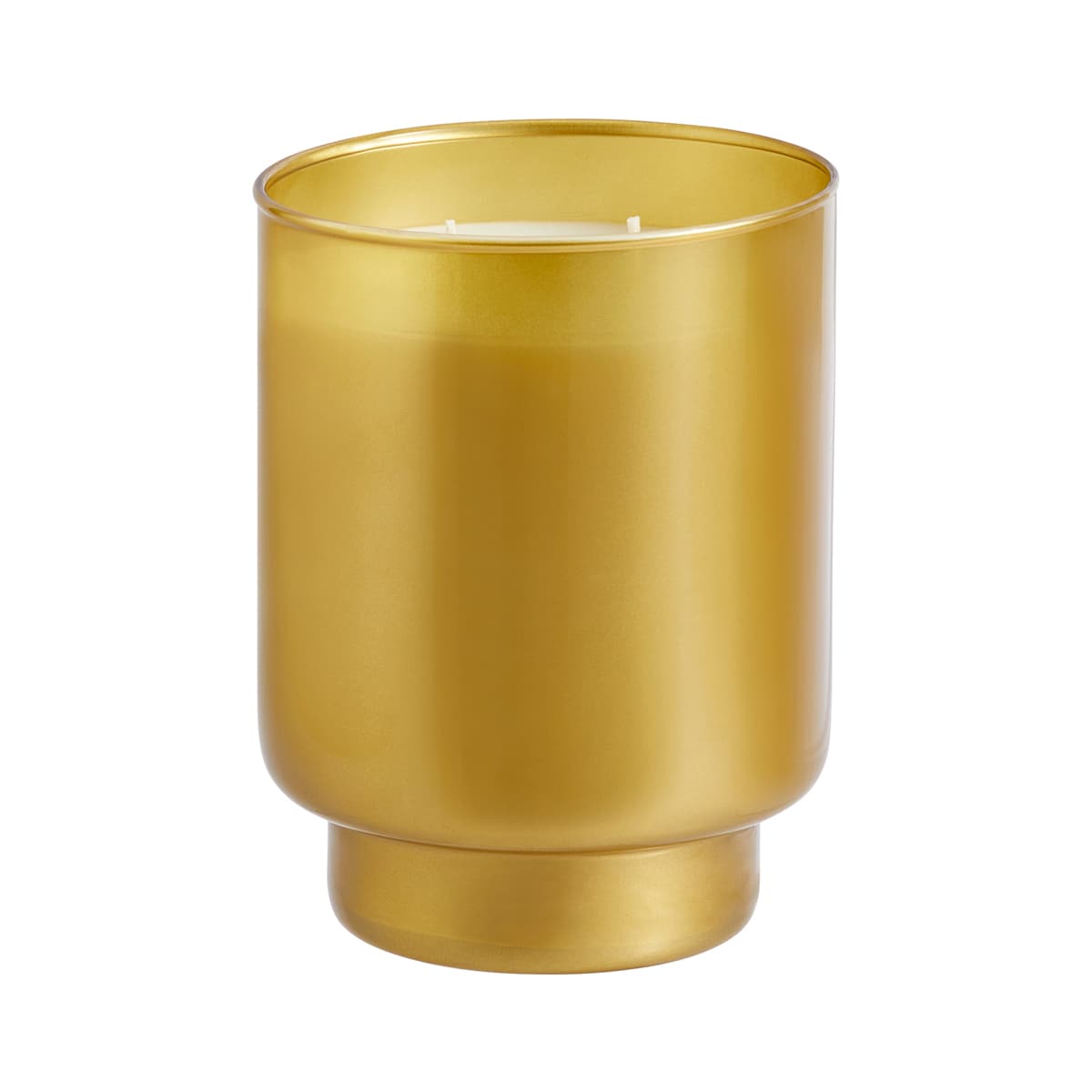 Iced Snowberries 2-Wick Specialty Jar Candle frosted gold finish against a white background.