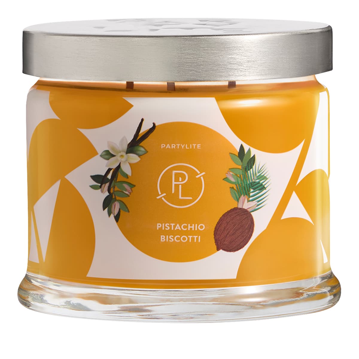 Pistachio Biscotti 3-wick Jar candle against a white background.