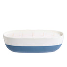 Capri Limoncello Specialty Jar Candle, 5-wicks with a white top and blue bottom of a ceramic holder, against a white background.