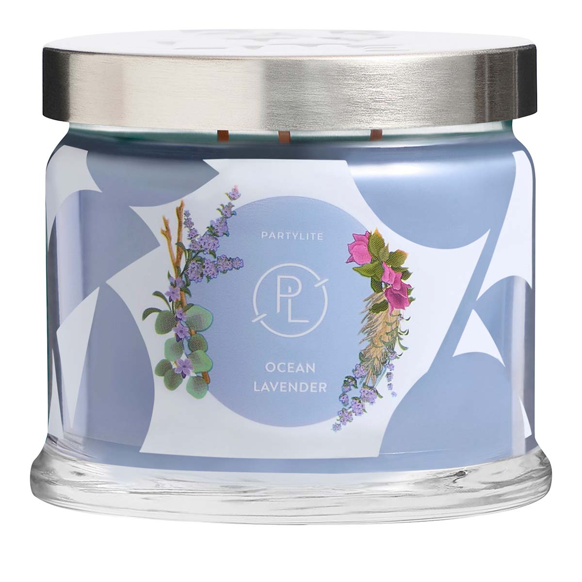 Ocean Lavender 3-wick Jar Candle against a white background.