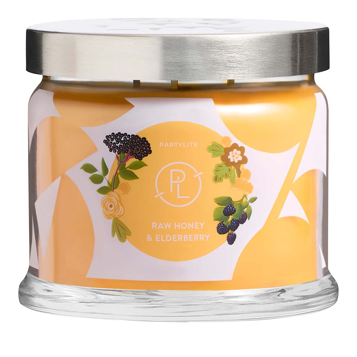Raw Honey & Elderberry 3-wick Jar Candle against a white background.