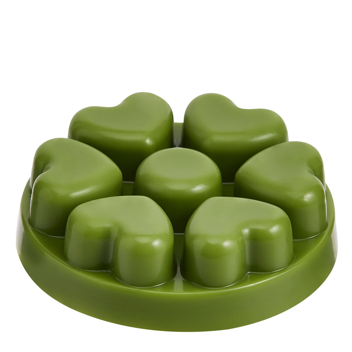 Farm Fresh Herbs heart shaped wax melts against a white background.