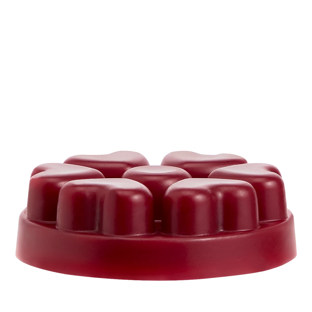 Bourbon Cherry heart shaped wax melts against a white background.