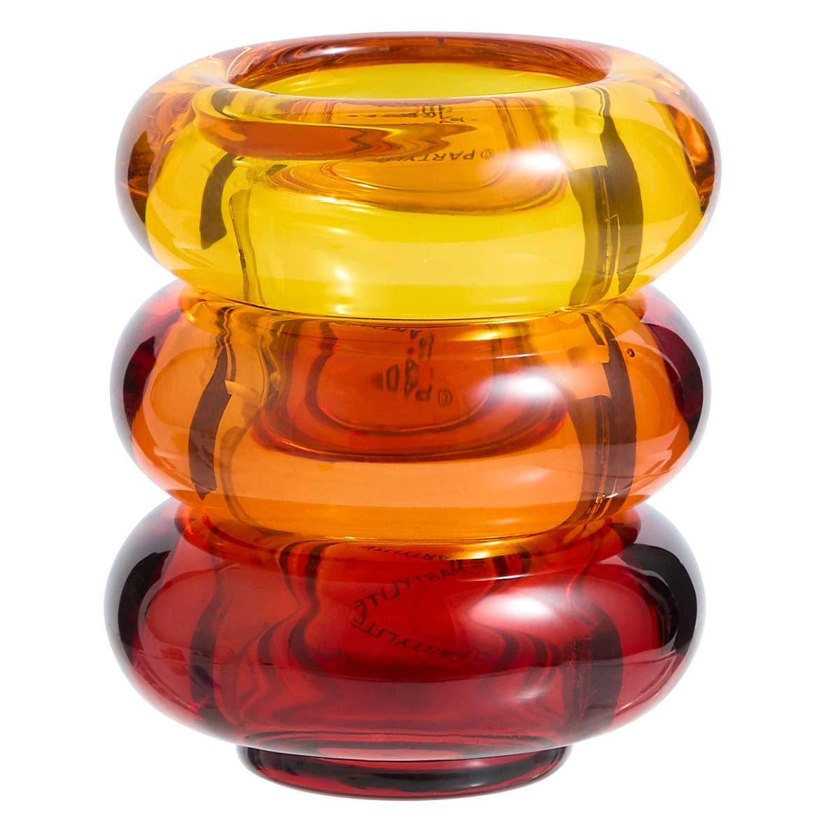 Golden Honey Tealight Holder Trio stacked on top of each other against a white background.