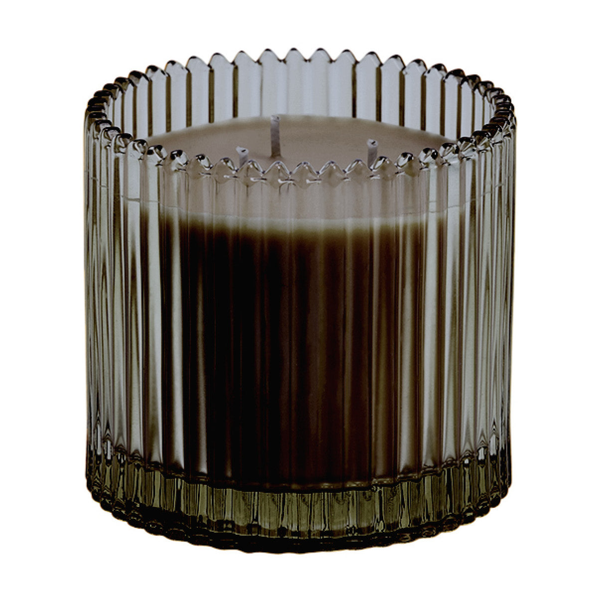 Fig Fatale Jar Candle in a ribbed glass container against a white background.