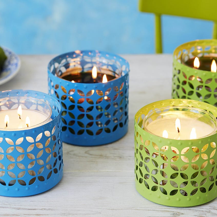Blue Pierced Jar Candle Holder - PartyLite US