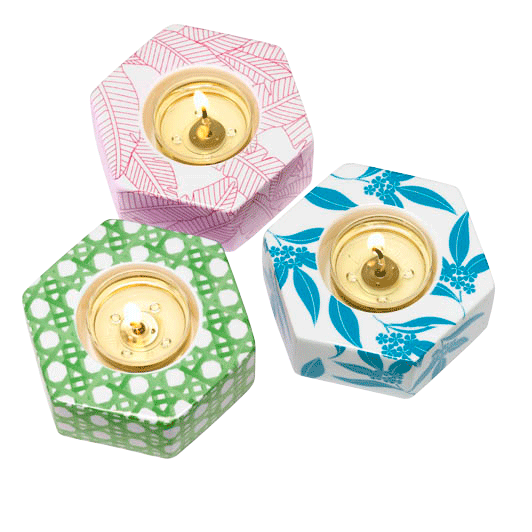 Ceramic Hexagon Tealight Candle Holder Trio - PartyLite US