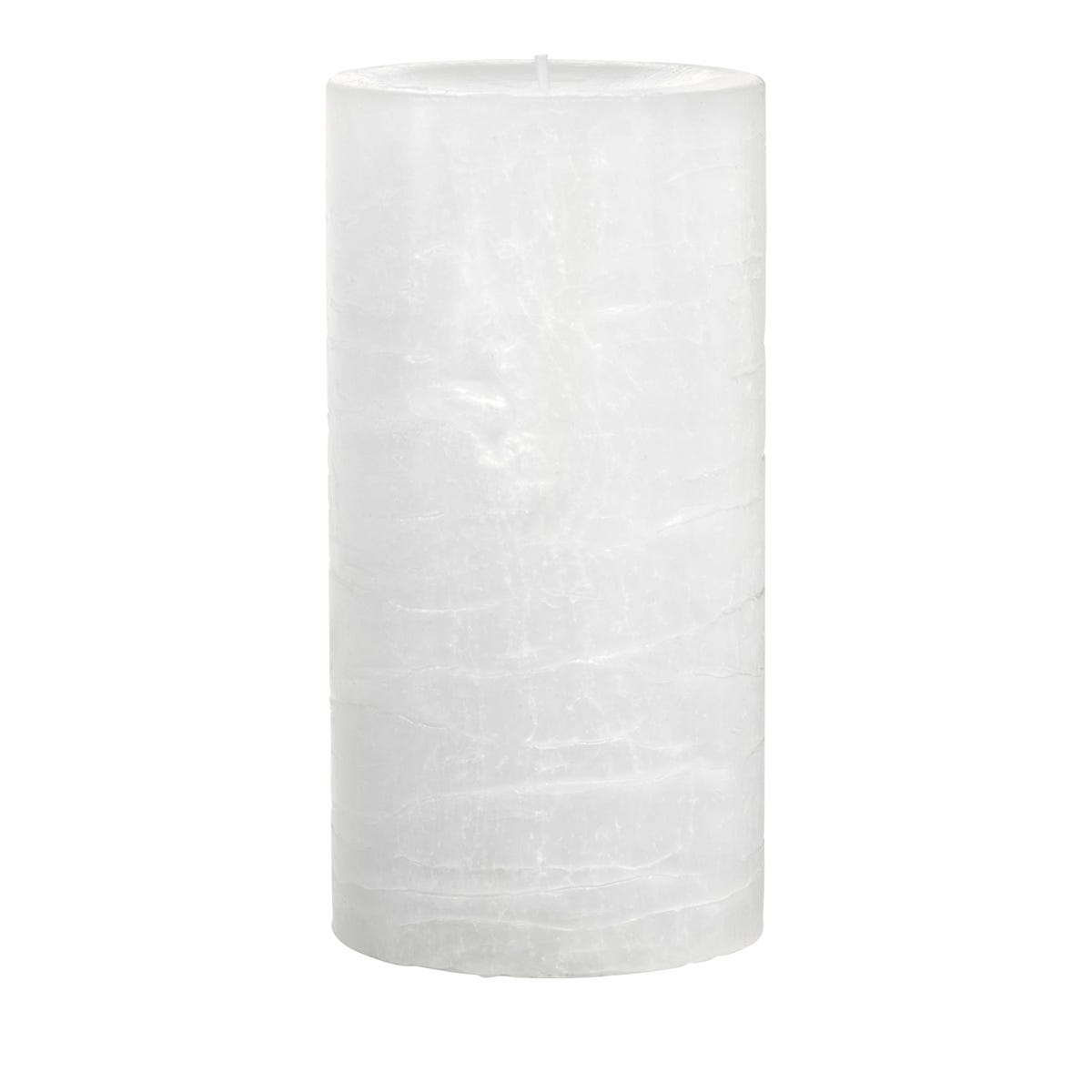 Woodland Hideaway Pillar Candle 3"x6" white plillar against a white background.