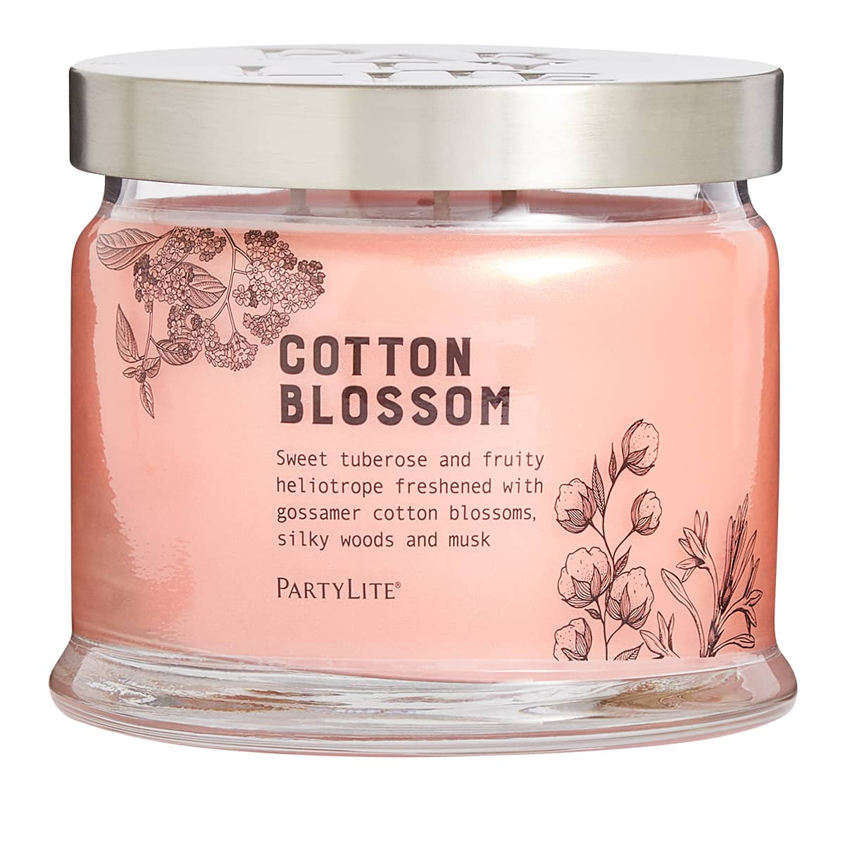 Cotton Blossom 3-Wick Jar Candle against a white background.