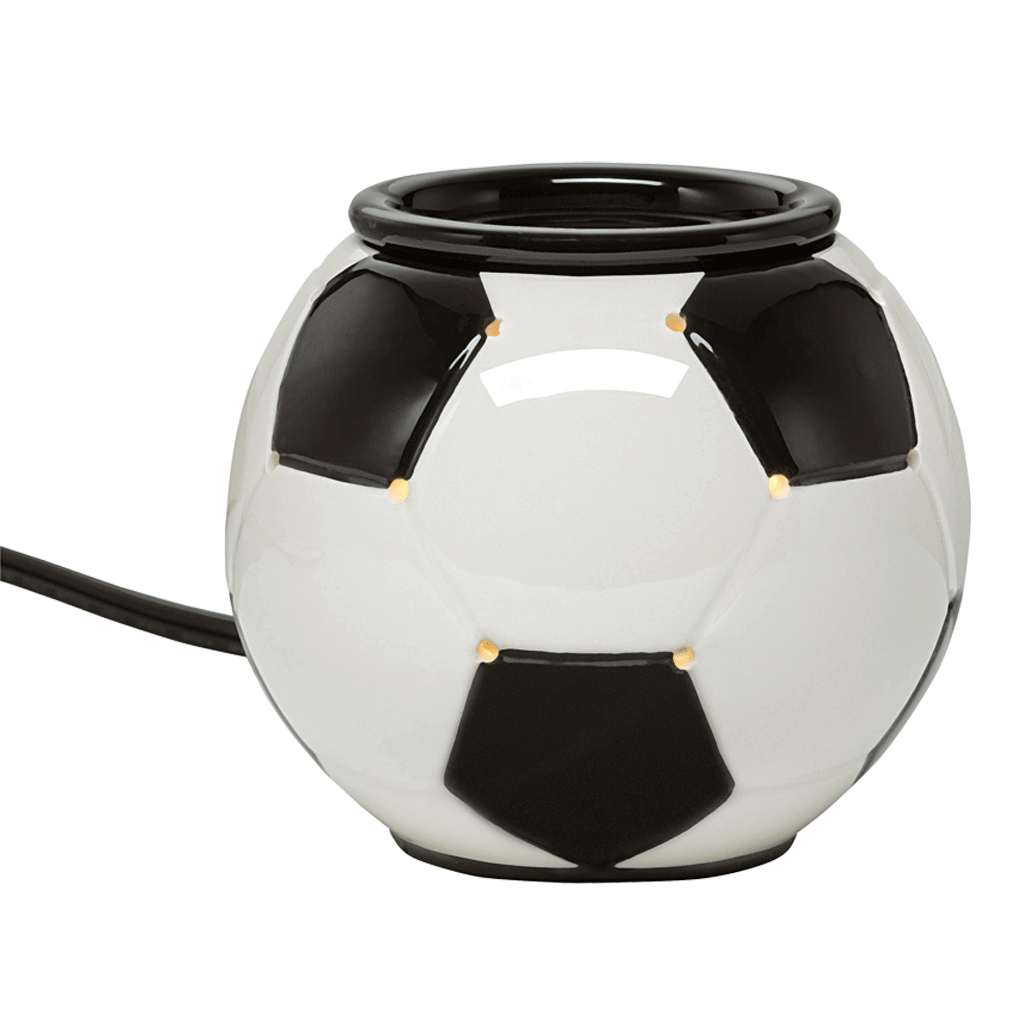 Match Day Scent Glow Warmer, shaped like a football in black and white.