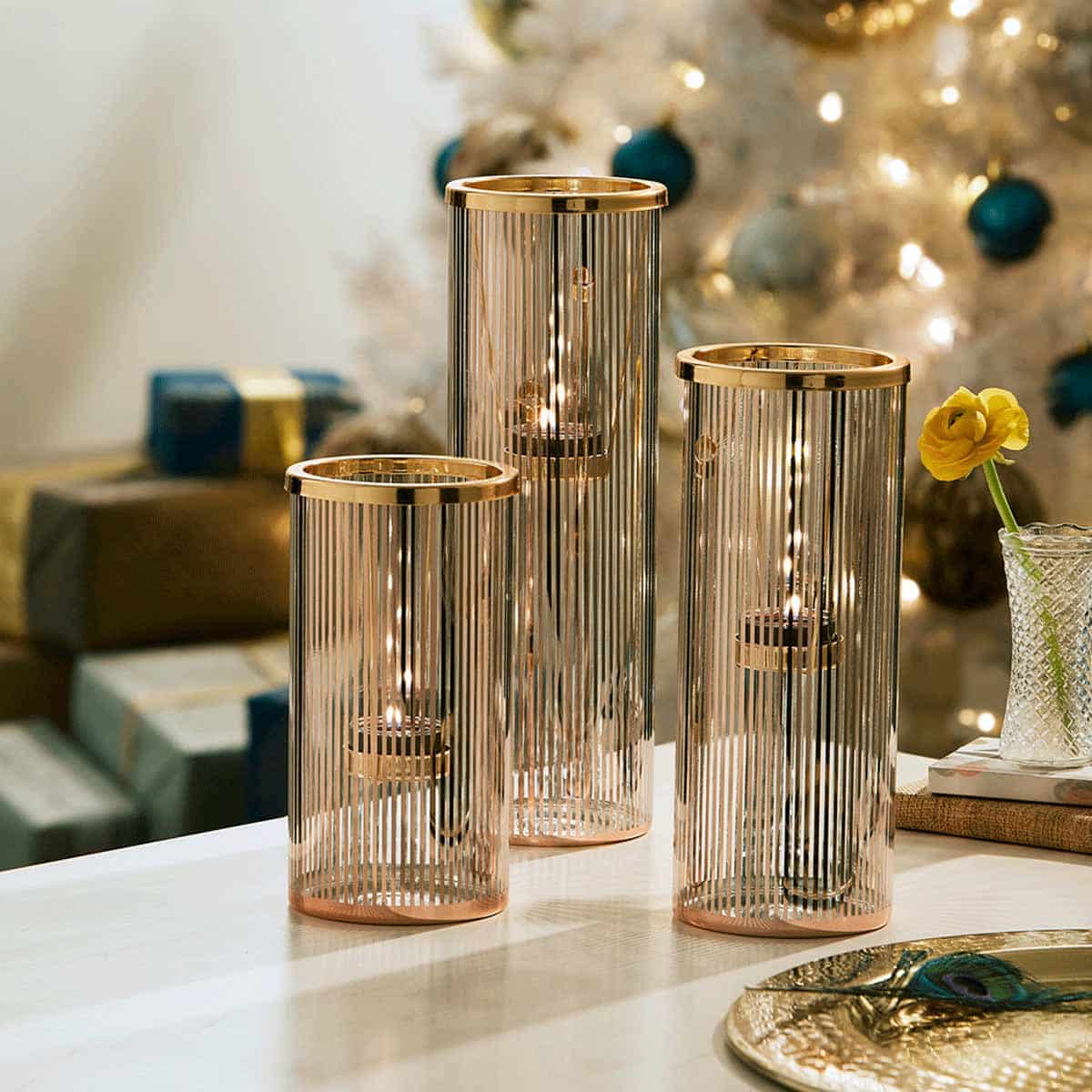 Pinstripe Glam Tealight Holder Trio - PartyLite US