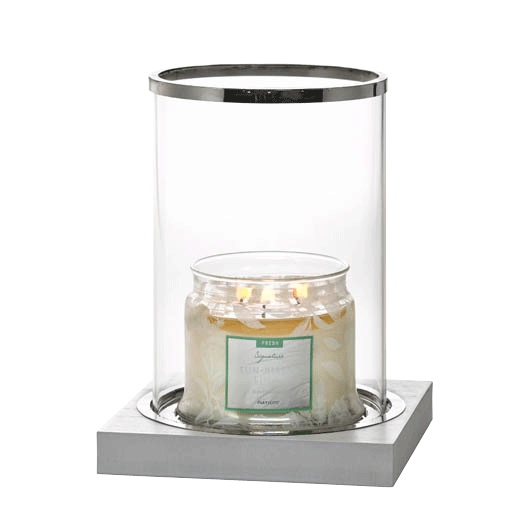 Silver-Rimmed Glass Silver Hurricane Candles Holder - PartyLite US