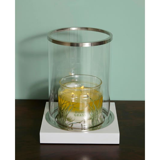 Silver-Rimmed Glass Silver Hurricane Candles Holder - PartyLite US