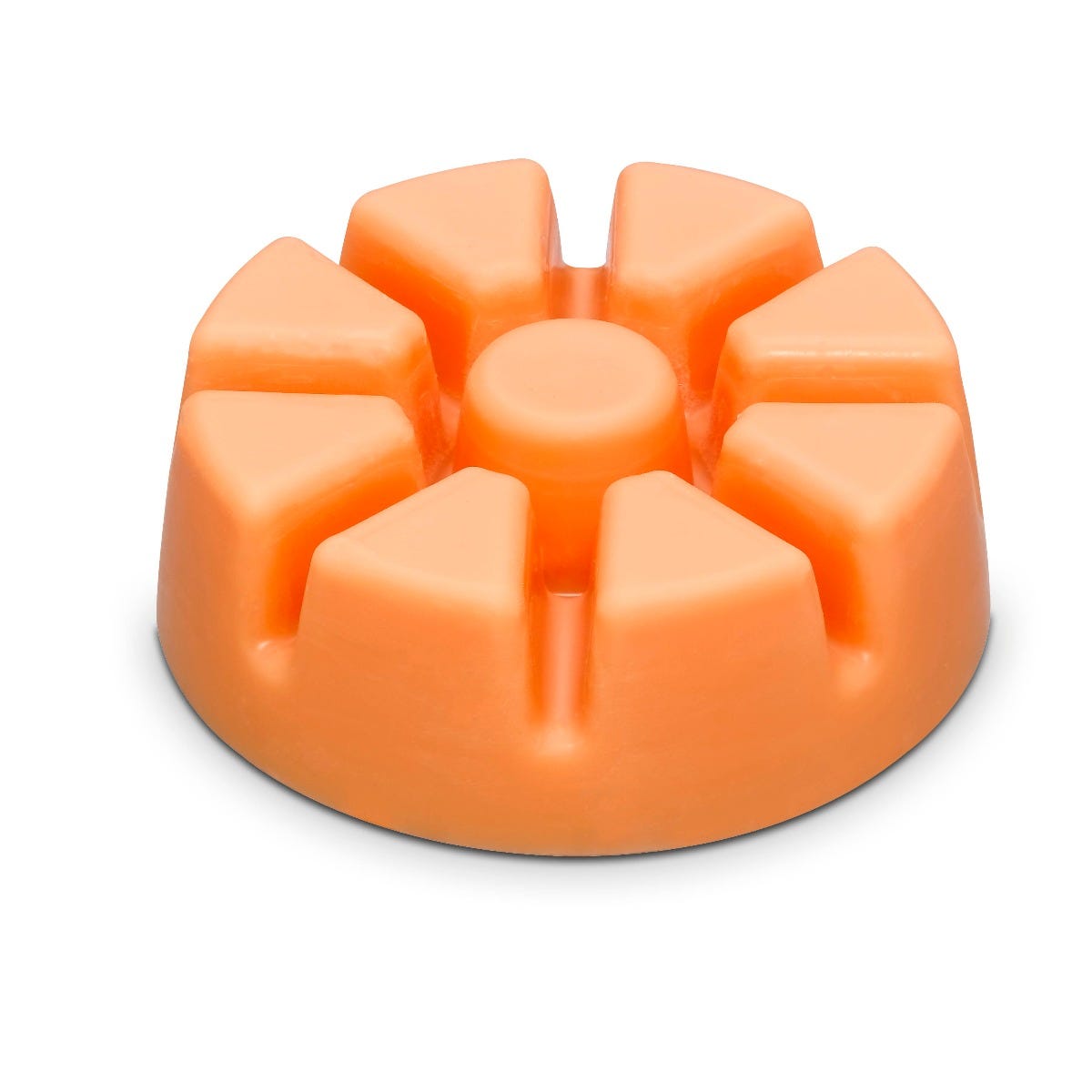 Peach Honey Citronella Orange-colored wax melts designed to be used in a scent warmer against a white background.