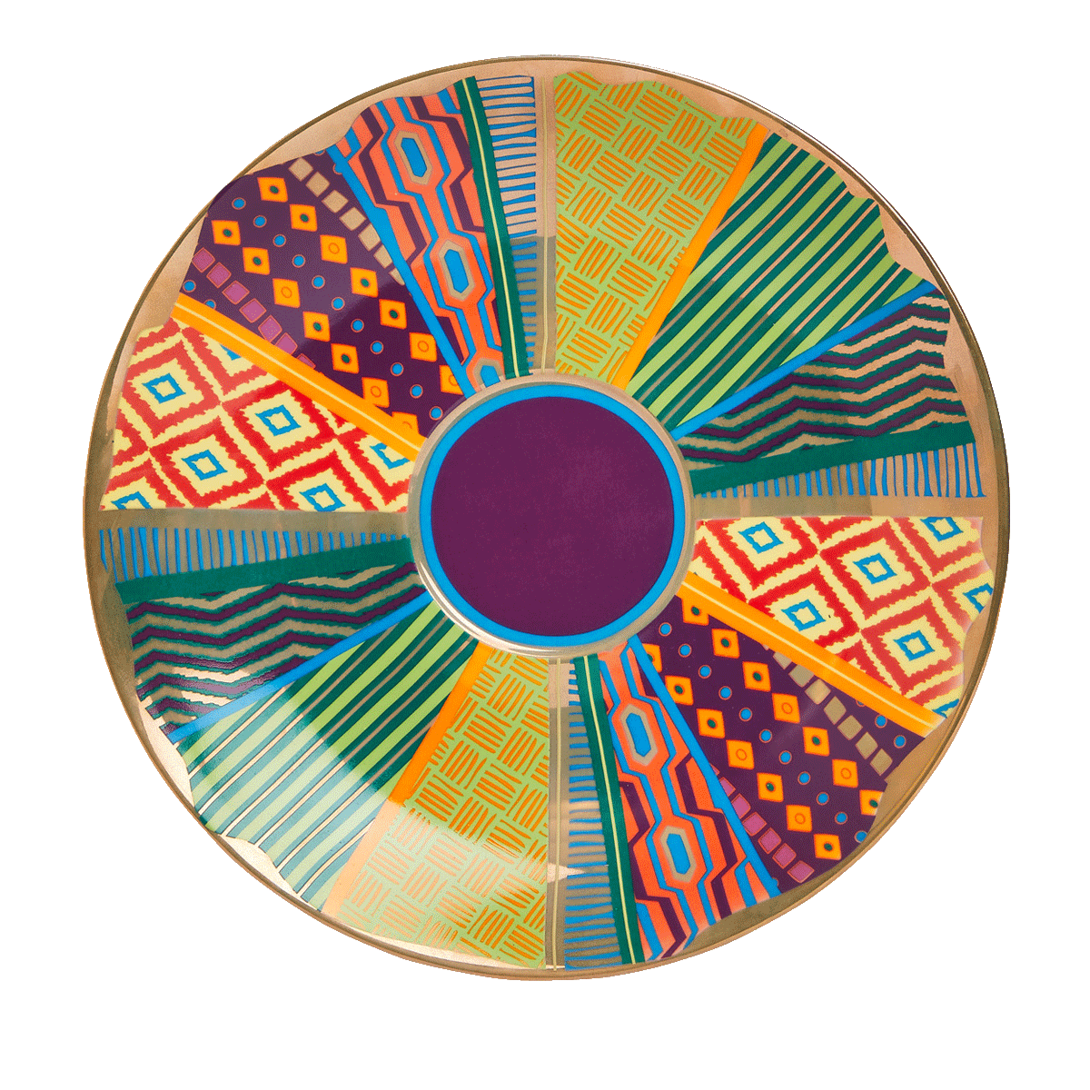 Tribal Chic Reflections Large Tealight Holder with a colorful pattern.
