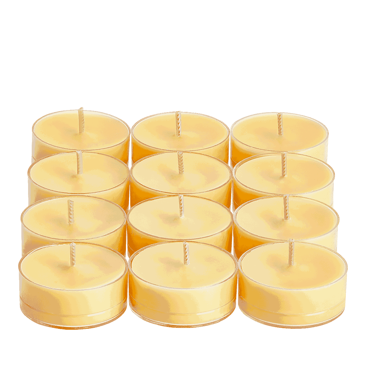 12 Banana Coconut yellow colored tealights.