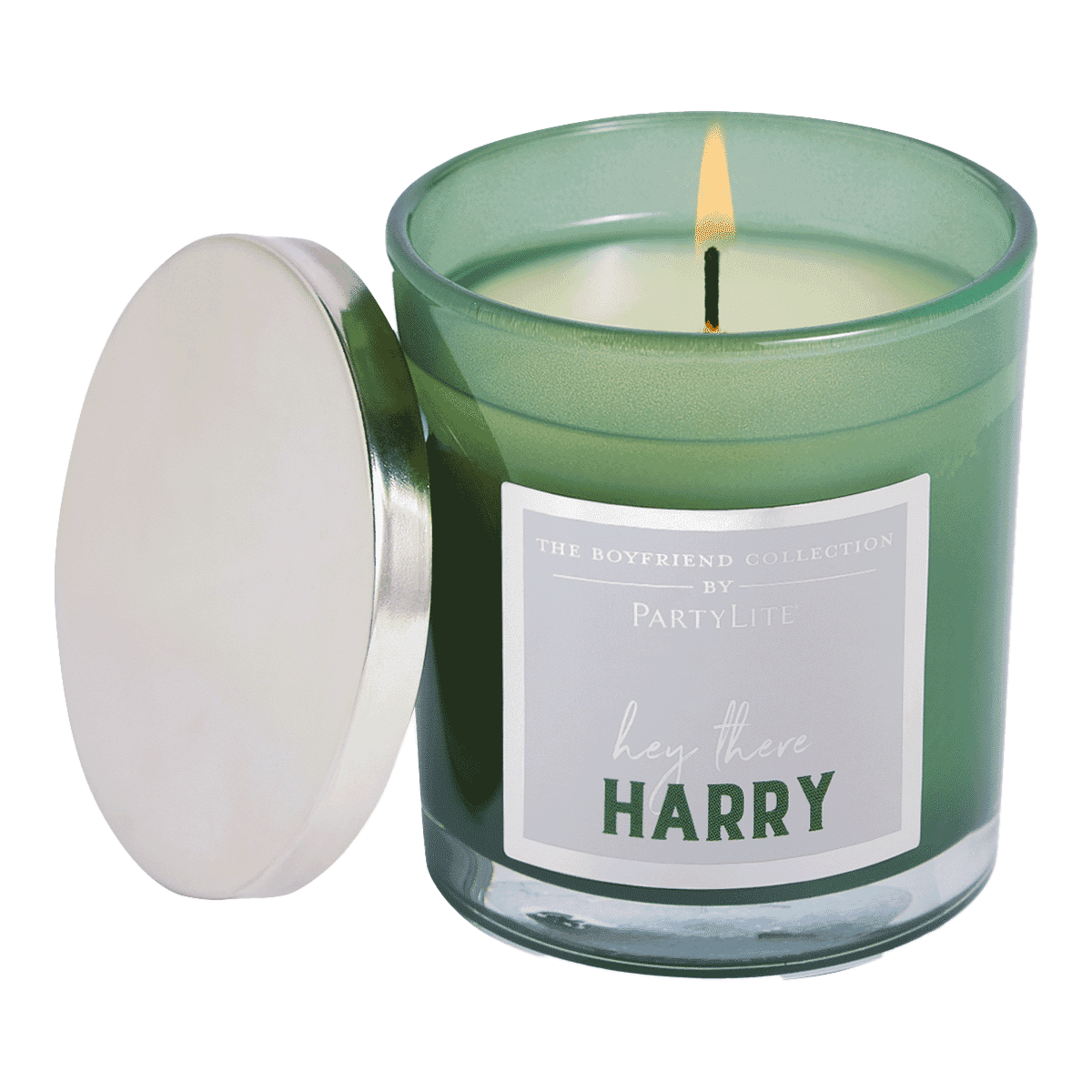 "Harry" Boyfriend Jar Candle – Watermelon fragrance, a green glass jar with white wax.