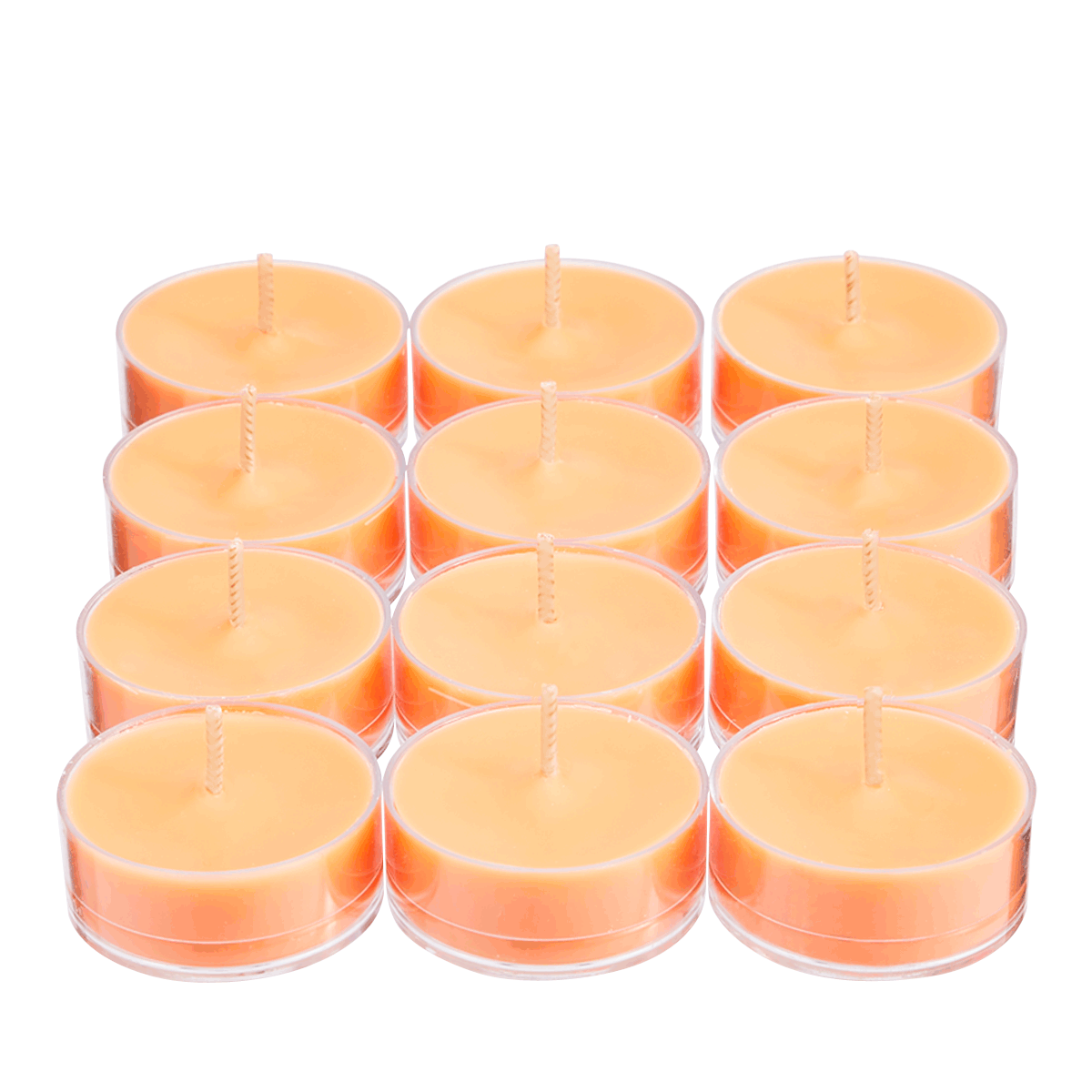 12 Fresh Home Bergamot Geranium Scented Orange Tealight Candles.