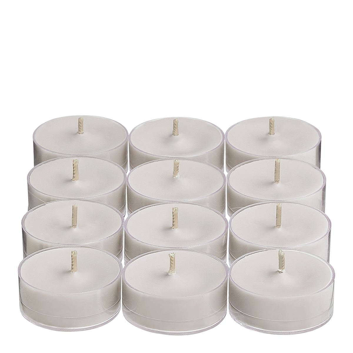 Santal & Cedar twelve tealights against a white background.