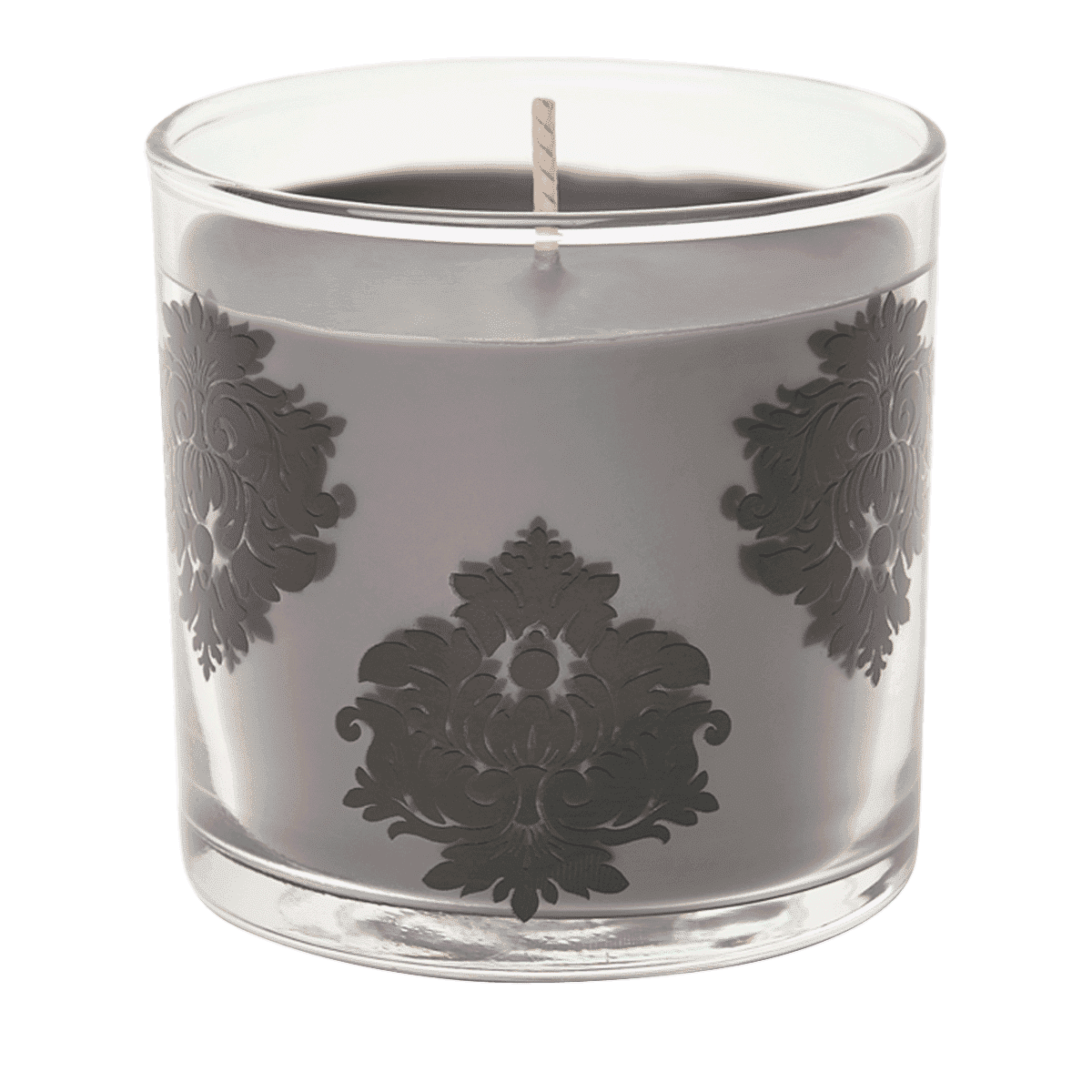 Fig Fatale Mini Jar Candle with black wax against a white background.