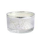 Winter Morning 3-Wick Ripple Jar Candle the rip jar is silver and the wax is white.