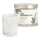 Iced Snowberries 3-wick jar candle shown with the Iced Snowberries Escential jar candle against a white background.