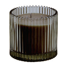 Fig Fatale Jar Candle in a ribbed glass container against a white background.