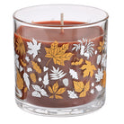 Maple Tobac Mini Jar Candle, with Autumn leaves on the jar against a white background.