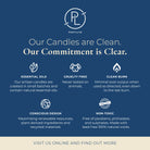 Partylite advertisement with commitment to clean candles on a blue background