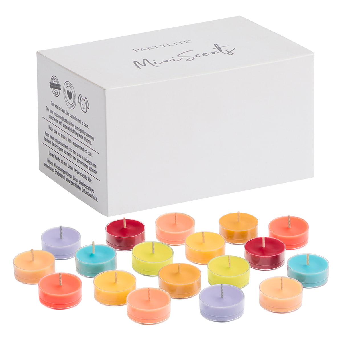 Summer Seasonal Miniscents 18-Piece Tealight Sampler on a white background