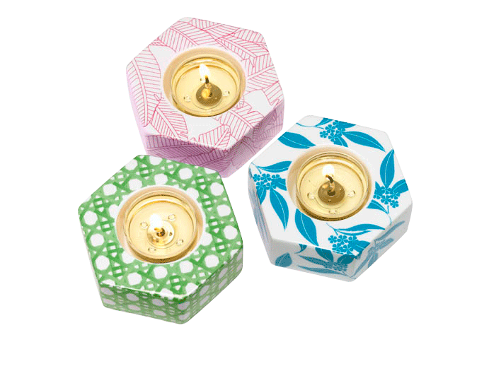 Ceramic Hexagon Tealight Candle Holder Trio - PartyLite US