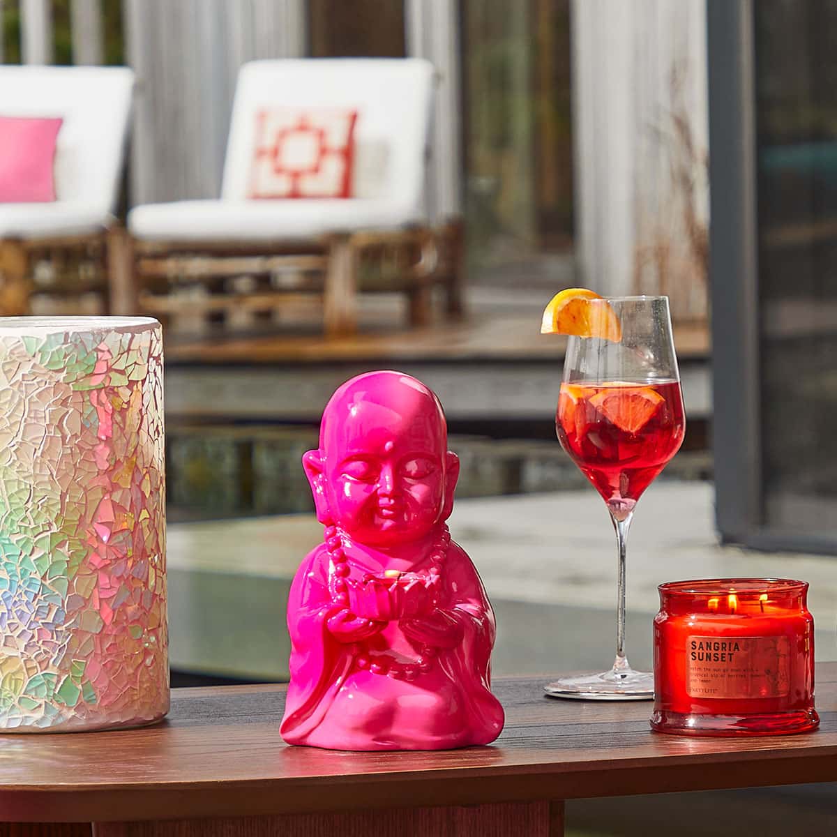 Happy Buddha Tealight Candle Holder - Pink | PartyLite US