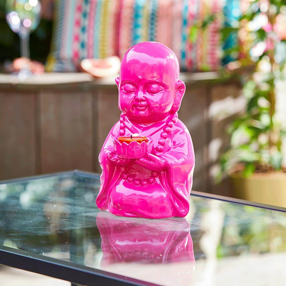 Happy Buddha Tealight Candle Holder - Pink | PartyLite US