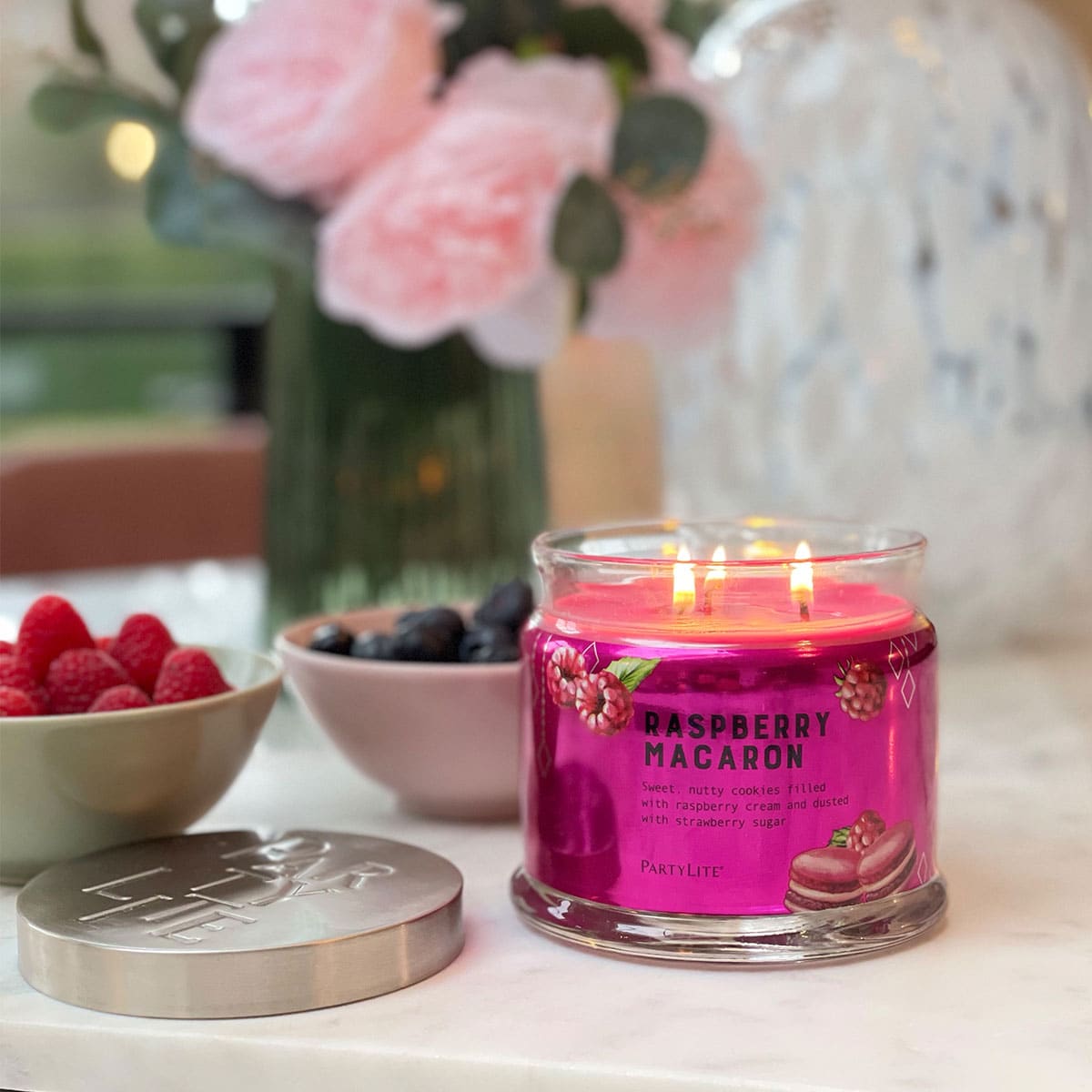 Raspberry Macaron 3-Wick Jar Candle - PartyLite US