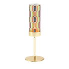 one of the Tribal Chic Raised Tealight Holder Trio pattern cup on a gold stand.