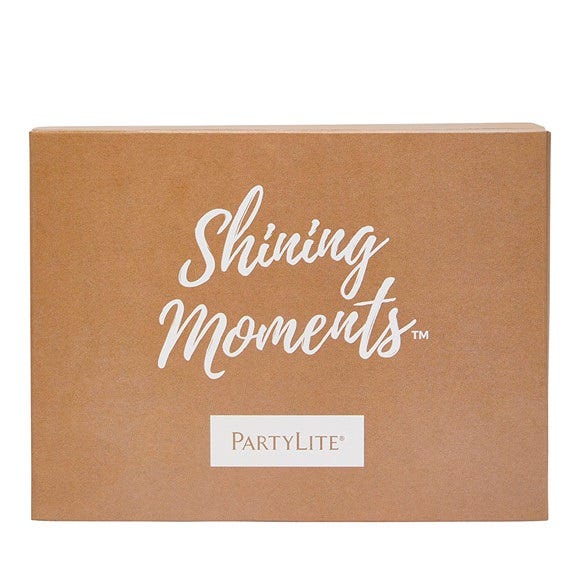 Tealight Sampler packaging, with Shining Moments written across it.