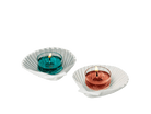 Seashell Tealight Candle Holder Pair shown with lit tealights.