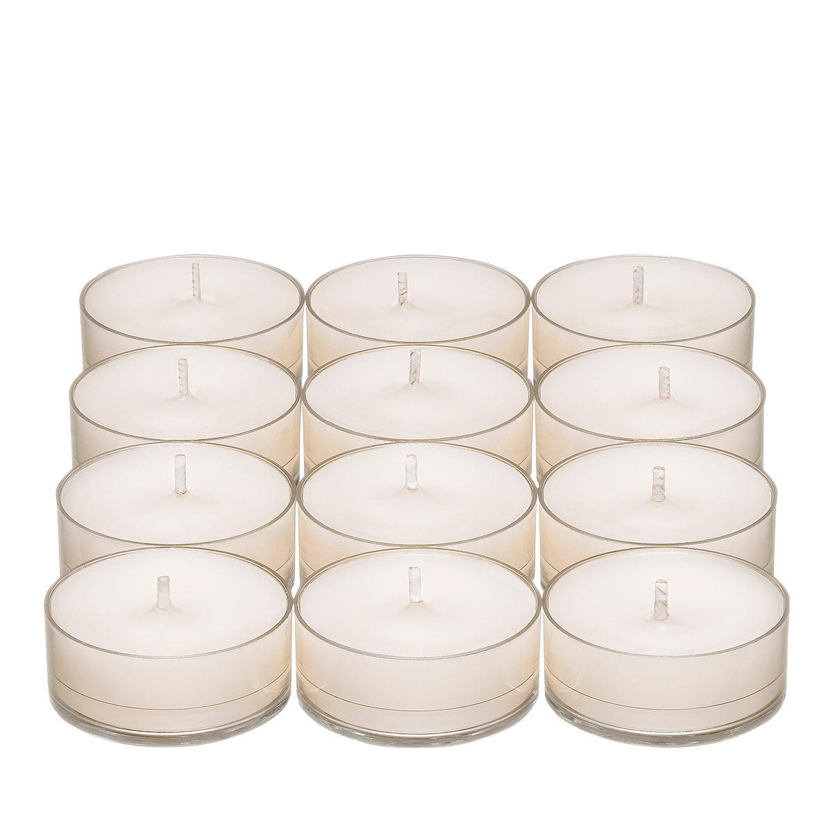 Vanilla Tealights on a white background