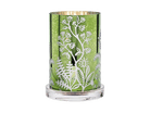 Garden Hurricane in a green color with a silver left and flower design.